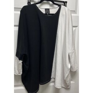 Spirithouse Every Day Wear Women's Terry Knit Lagenlook Black Top Shirt Size XL